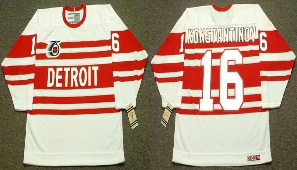 2019 Men Detroit Red Wings #16 Konstantinov White CCM NHL jerseys->detroit red wings->NHL Jersey